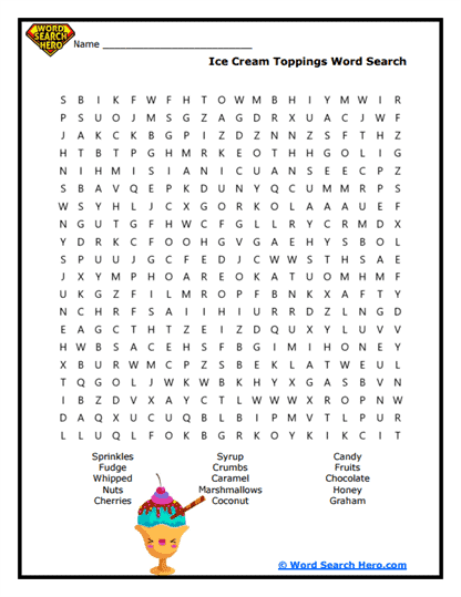 Topping Time Word Search