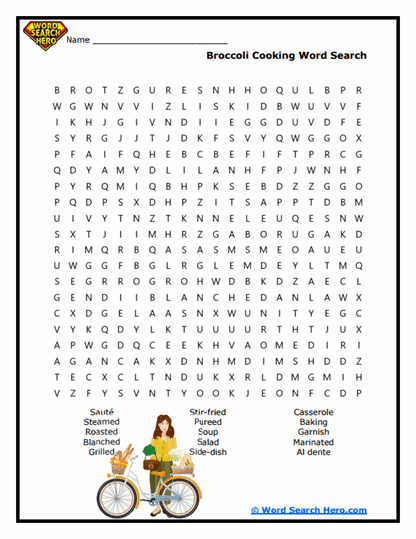 Broccoli Cooking Word Search