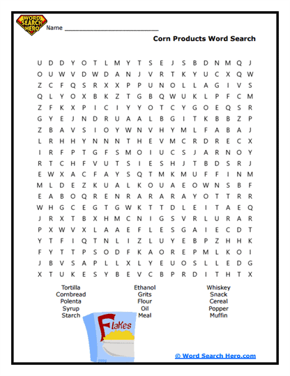 Zea Mays Products Word Search