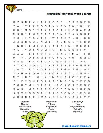 Healthy Greens Word Search