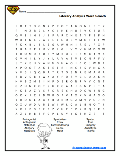 Literary Analysis Word Search