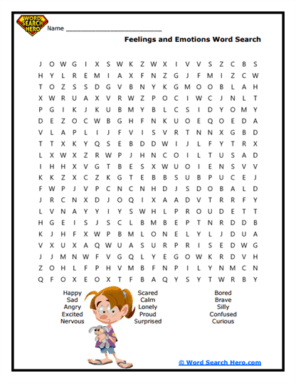 Feelings Finder Word Search