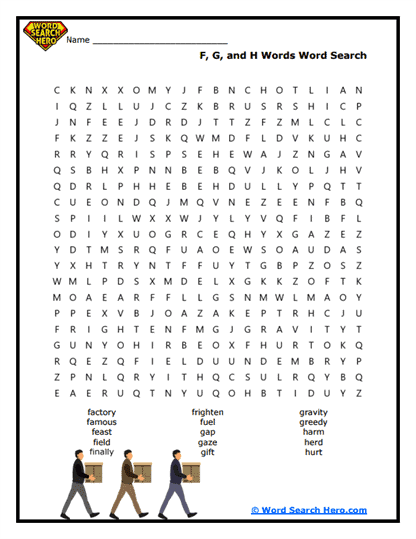 F-G-H Frenzy Word Search