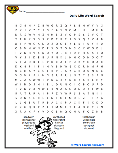 Action Adventure Word Search