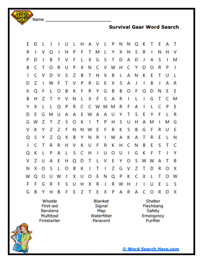 Survival Kit Word Search