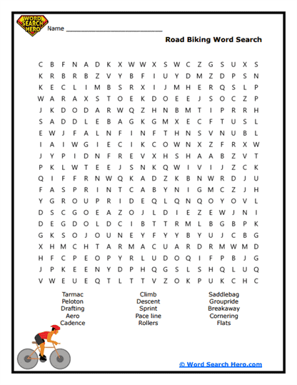 Road Cycling Rush Word Search