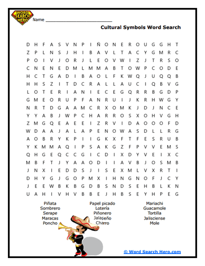 Cultural Symbols Word Search