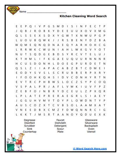 Kitchen Cleanse Word Search