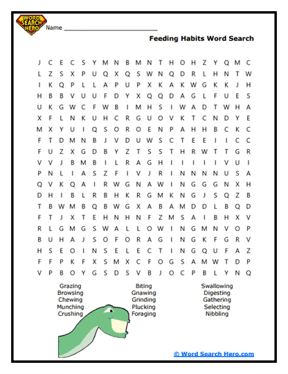 Eating Habits Word Search