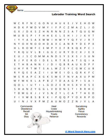 Labrador Training Word Search