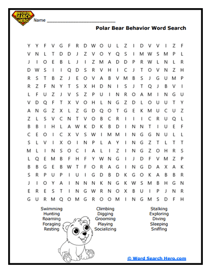 Arctic King Behavior Word Search