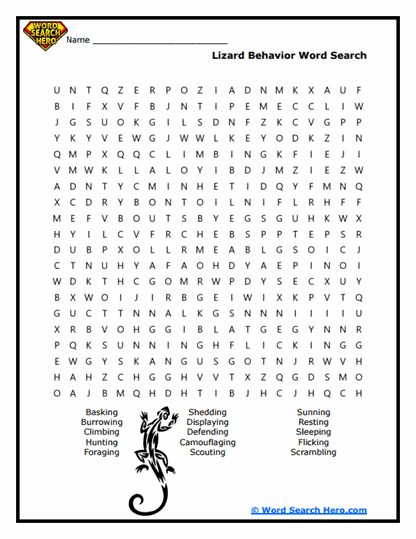 Lizard Word Searches