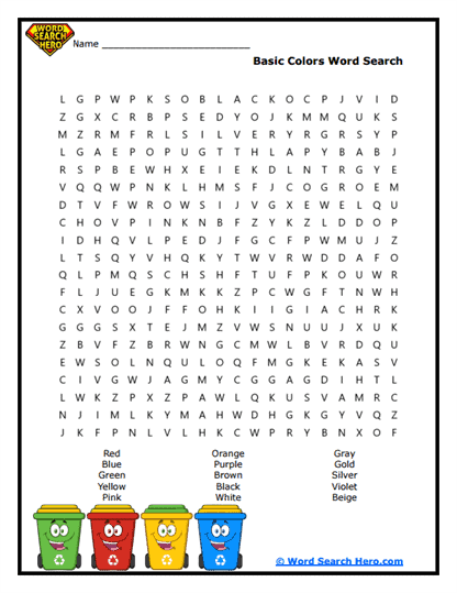 Easy Vocabulary Word Searches