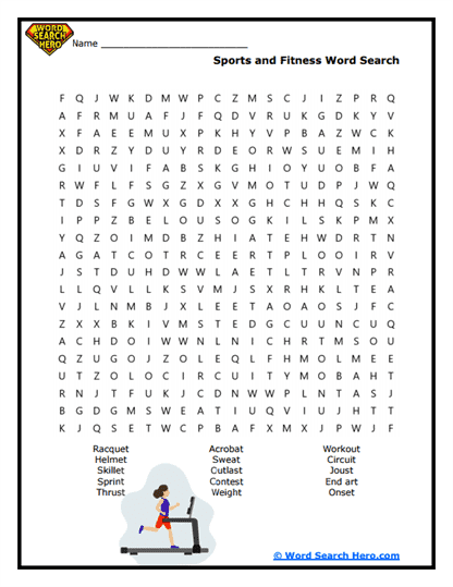 Fitness Fanatics Word Search