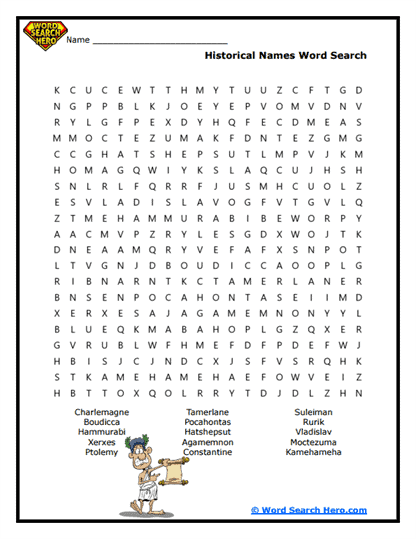 History Hunters Word Search