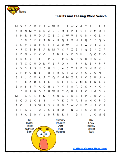 Playful Insults Word Search