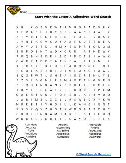 A-Adjective Adventure Word Search