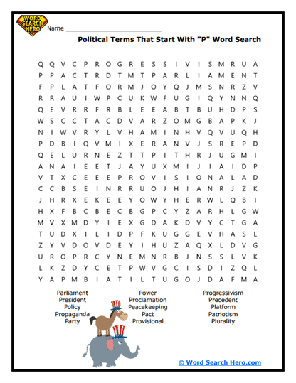 Powerful "P" Verbs Word Search