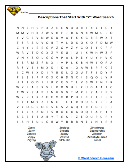 Zesty Descriptions Word Search