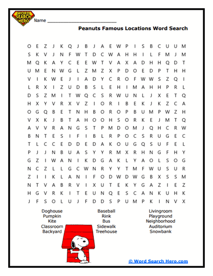 Peanuts Word Searches