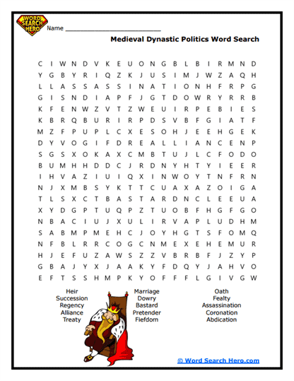 Dynastic Politics Word Search