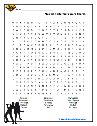 Performer Hunt Word Search