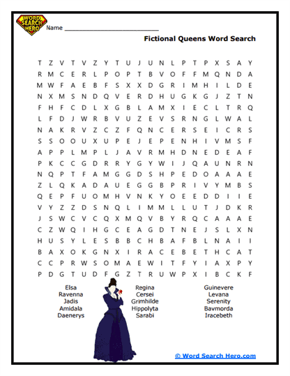 Fictional Thrones Word Search