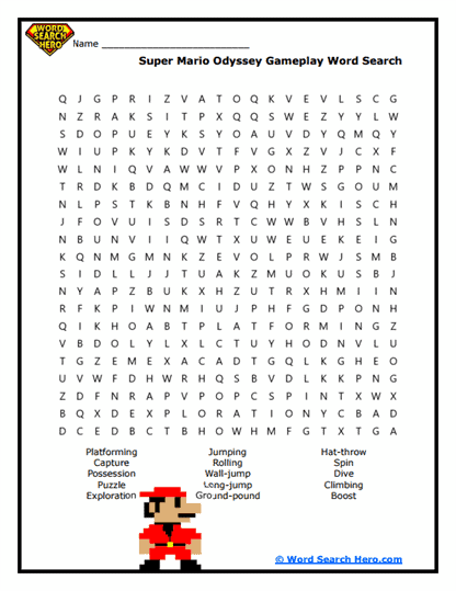 Super Mario Odyssey Word Searches