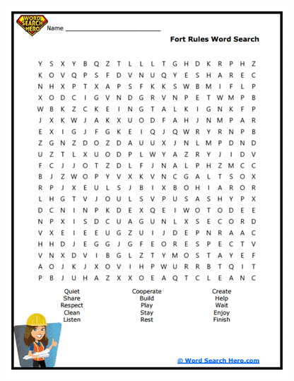 Fort Etiquette Word Search