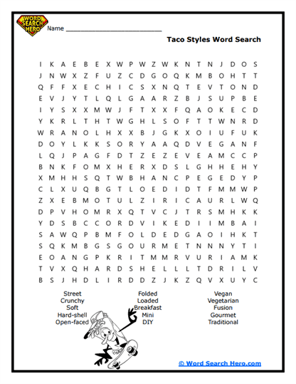 Taco Styles Word Search