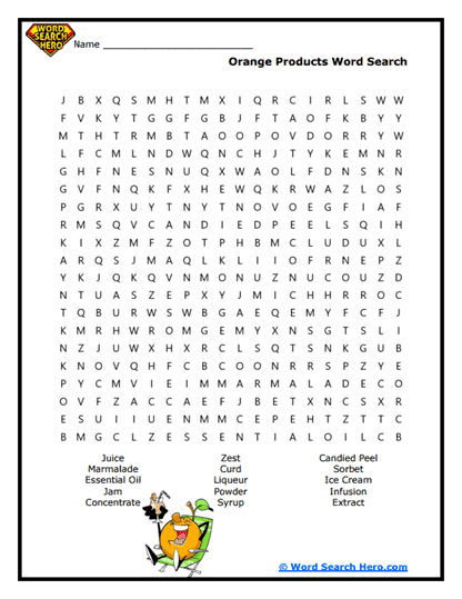 Orange Goods Word Search