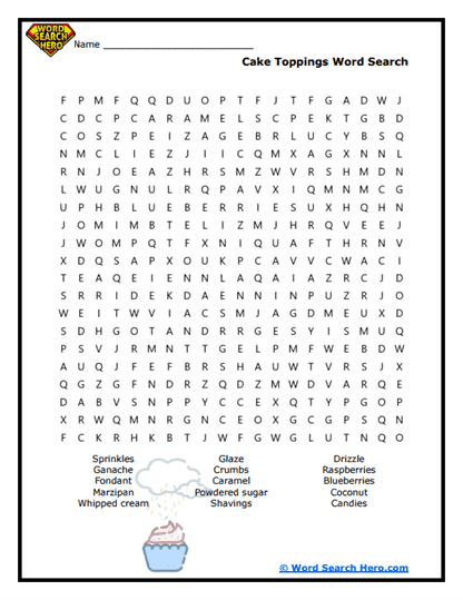 Sweet Toppings Word Search