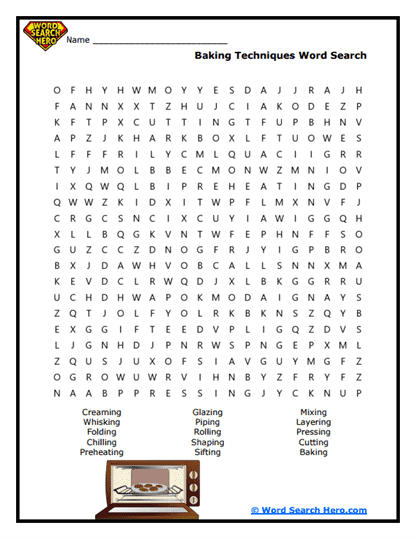 Baking Moves Word Search