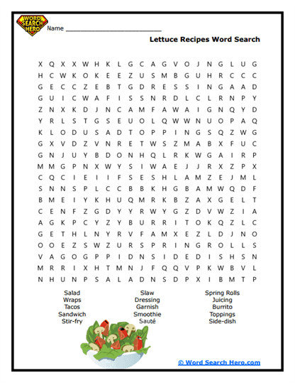 Lettuce Eats Word Search