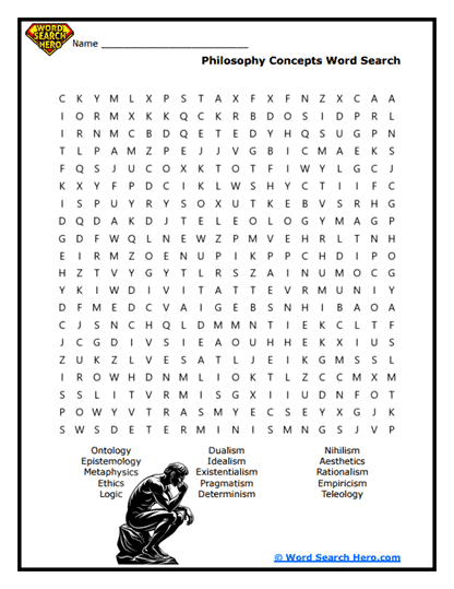 Philosophy Concepts Word Search