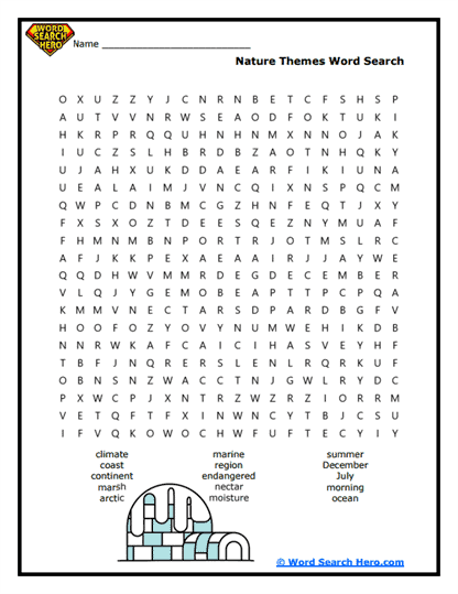 Nature Trek Word Search