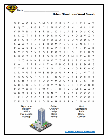 City Structures Word Search