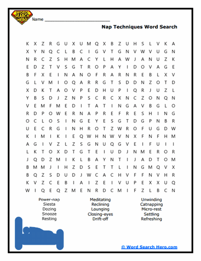 Napping Methods Word Search