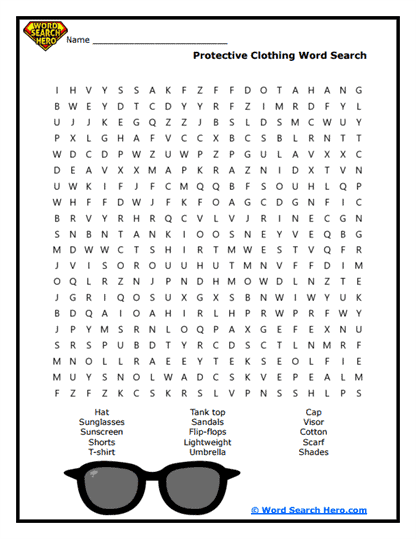 Sun Safety Word Search