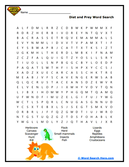 Prey & Diet Word Search