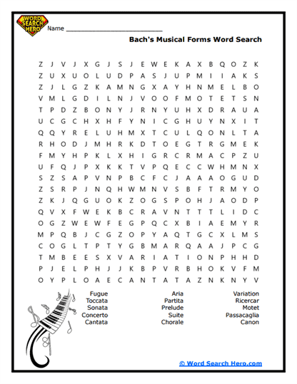Musical Forms Word Search