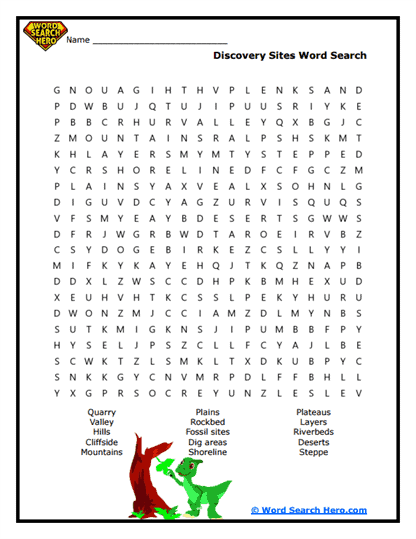 Fossil Finds Word Search