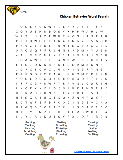 Chicken Tools Word Search