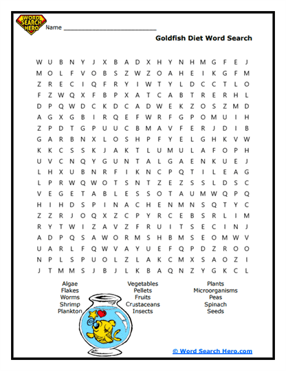 Goldfish Word Searches