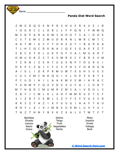 Panda Word Searches