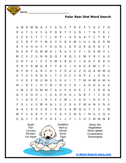 Frosty Floof Diet Word Search