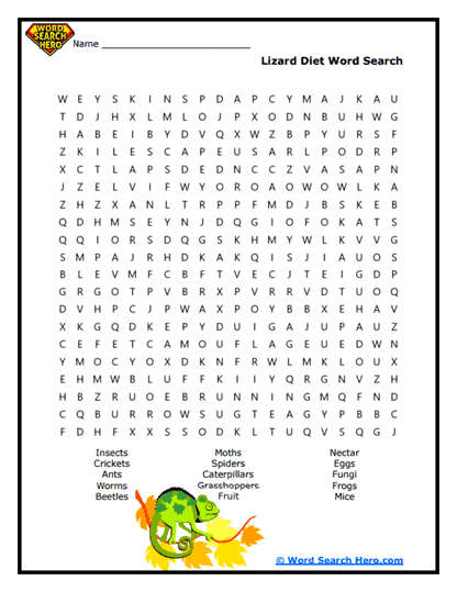 Leaf Clinger Meals Word Search