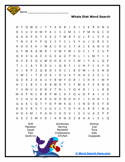 Ocean Giant Menu Word Search