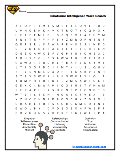 Emotional Intelligence Word Search