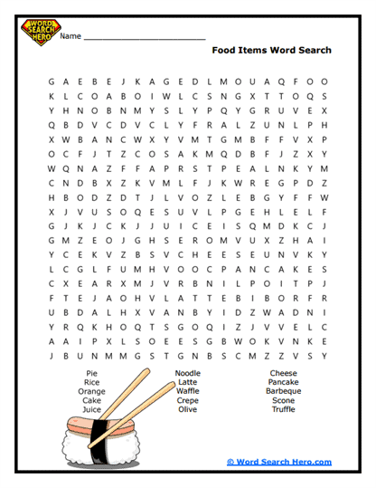 Tasty Treats Word Search